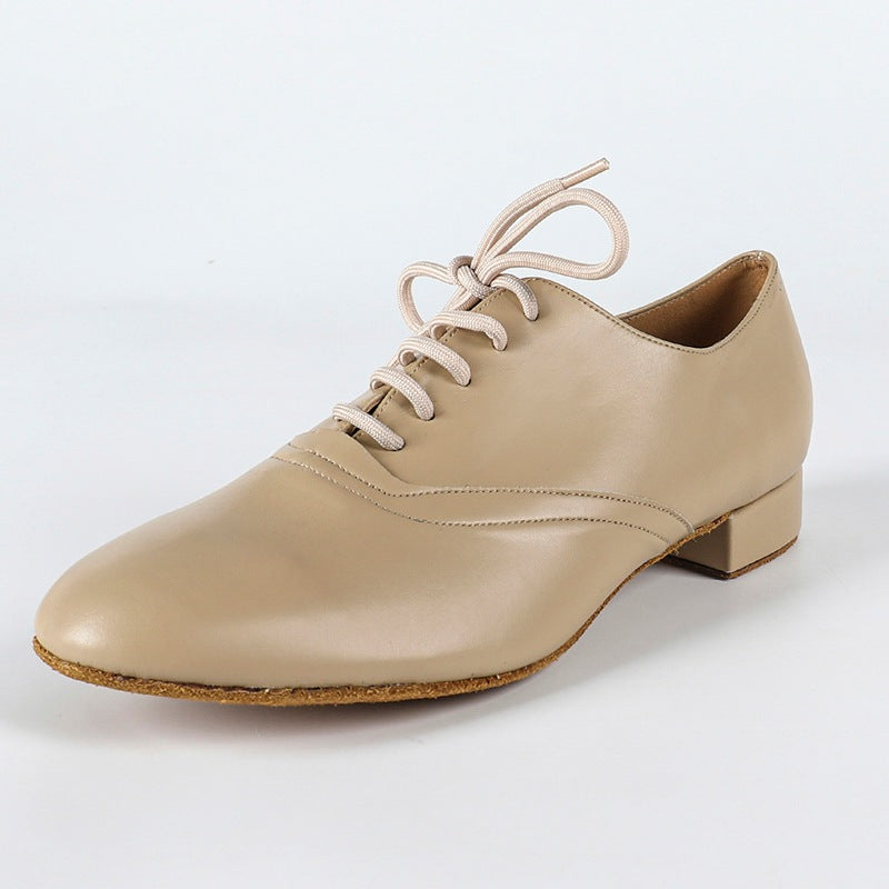 Men's 2cm Apricot Leatherette Heels Ballroom Dance Shoes