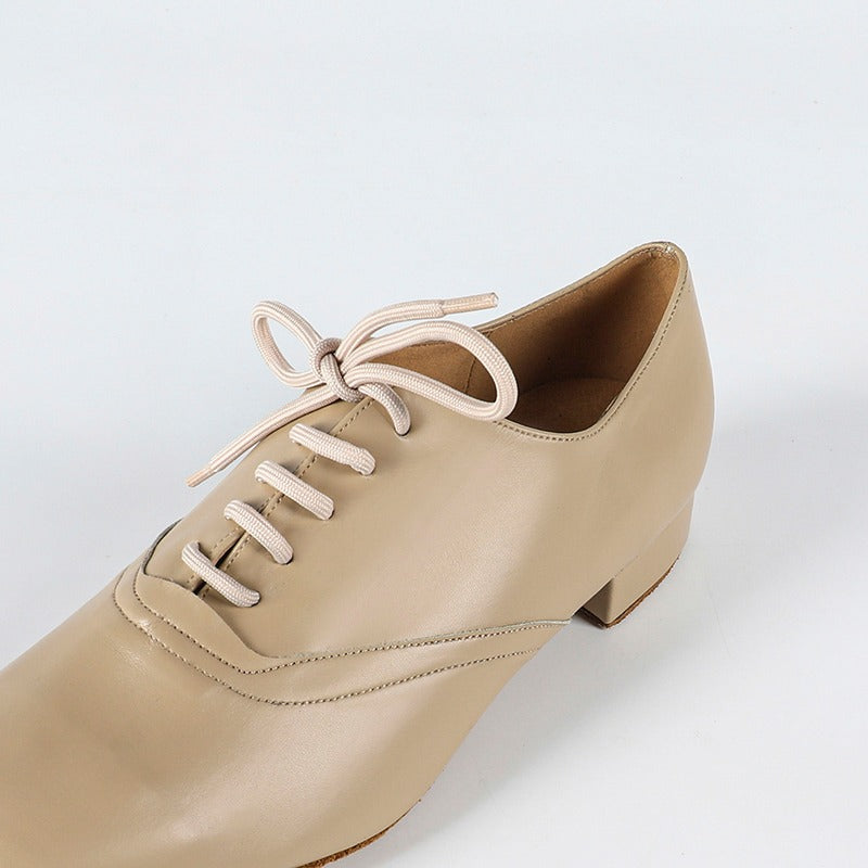 Men's 2cm Apricot Leatherette Heels Ballroom Dance Shoes