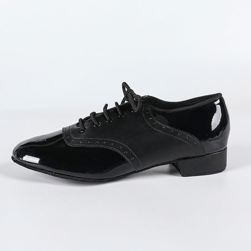 Men's 2cm Black Leatherette Heels Ballroom Dance Shoes