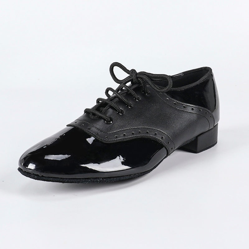 Men's 2cm Black Leatherette Heels Ballroom Dance Shoes