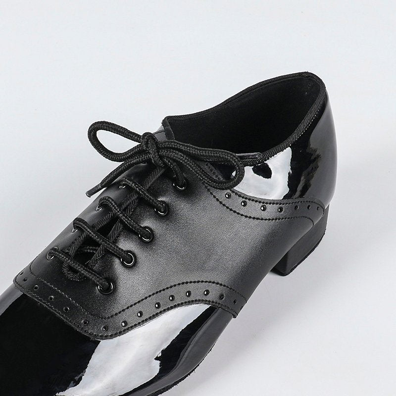 Men's 2cm Black Leatherette Heels Ballroom Dance Shoes