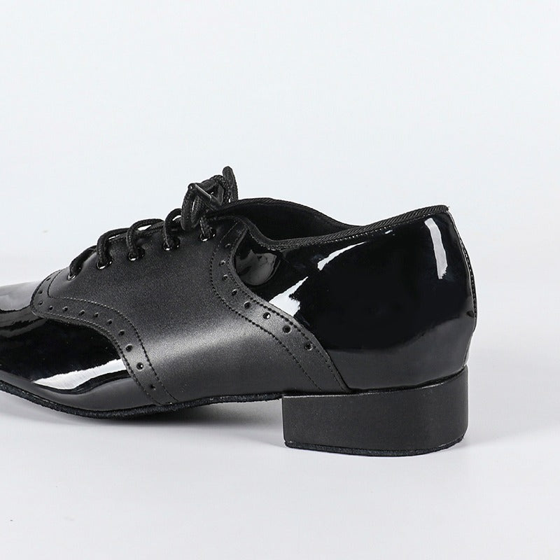 Men's 2cm Black Leatherette Heels Ballroom Dance Shoes