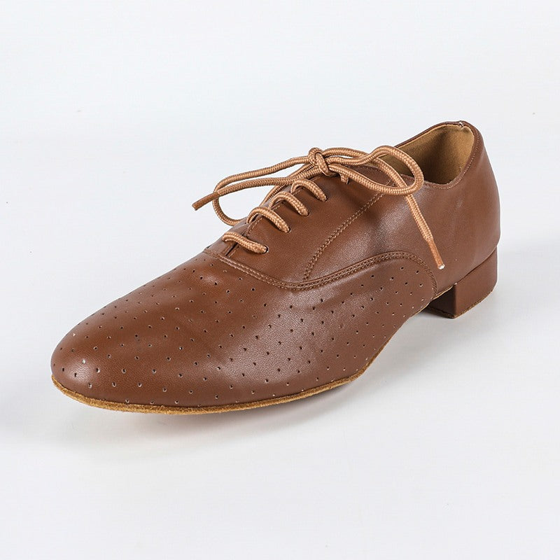 Men's 2cm Brown Leatherette Heels Ballroom Dance Shoes