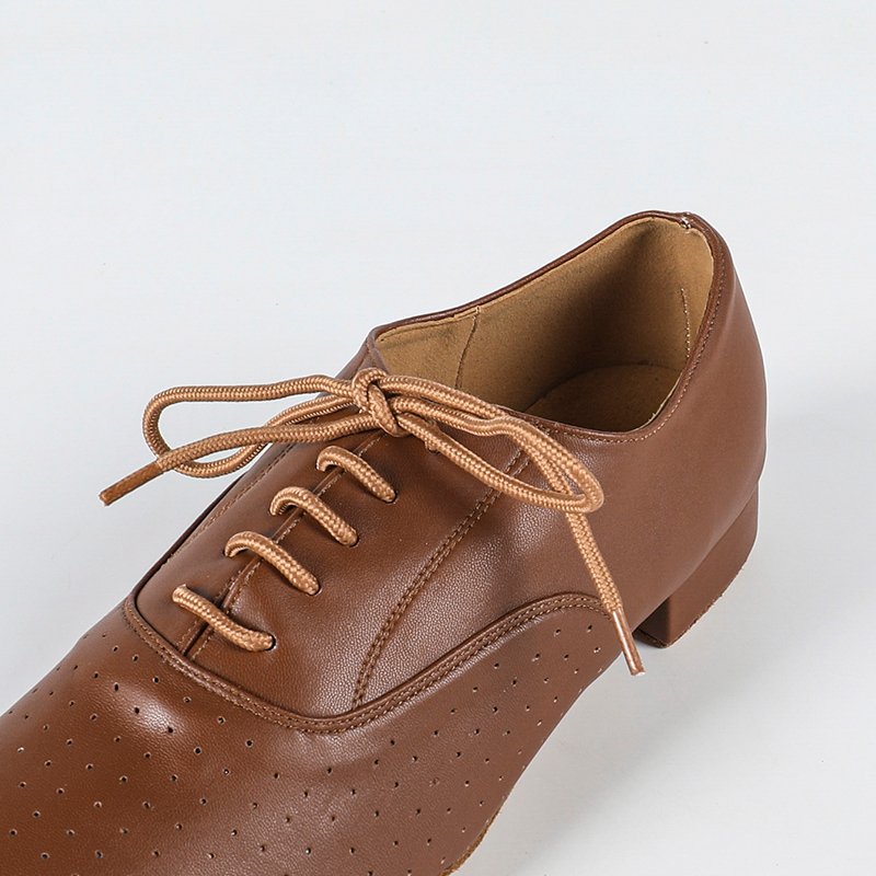Men's 2cm Brown Leatherette Heels Ballroom Dance Shoes