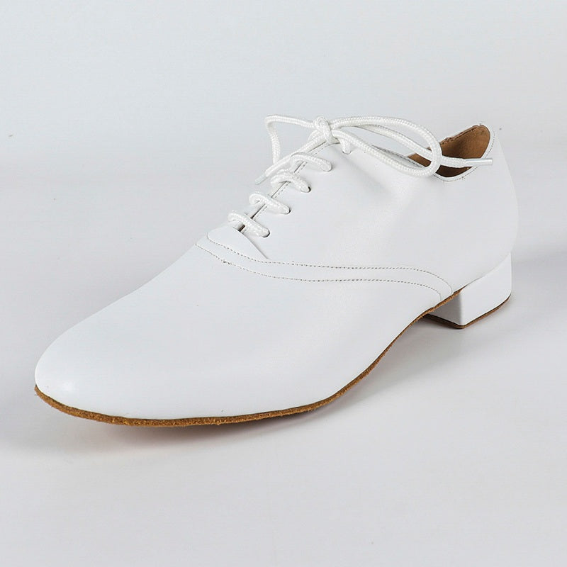 Men's 2cm White Leatherette Heels Ballroom Dance Shoes