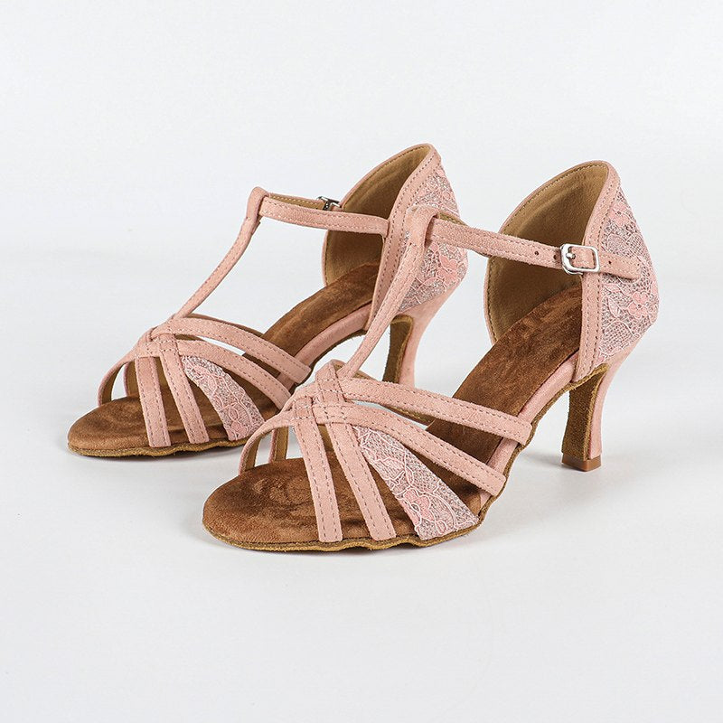 DS Women's Pink Customized Heel Latin Dance Shoes
