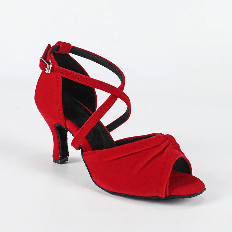 DS Women's Burgundy Customized Heel Latin Dance Shoes