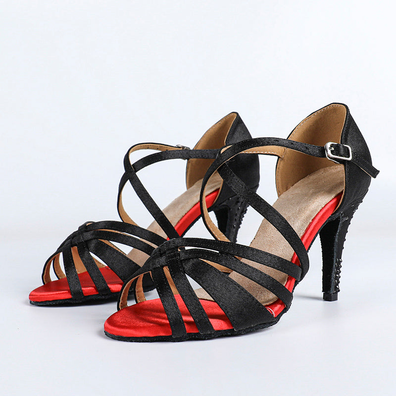 DS Women's Satin Customized Heel Ballroom Dance Shoes Latin Shoes
