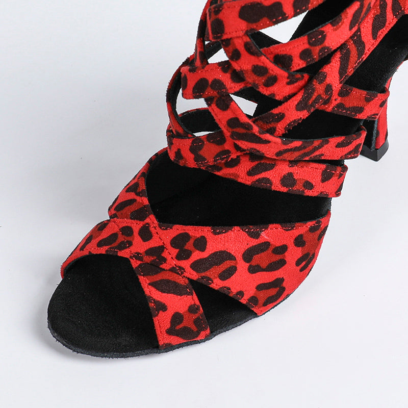 DS Women's Suede Leopard Customized Dance Heels Boots Salsa Jazz Dance Shoes