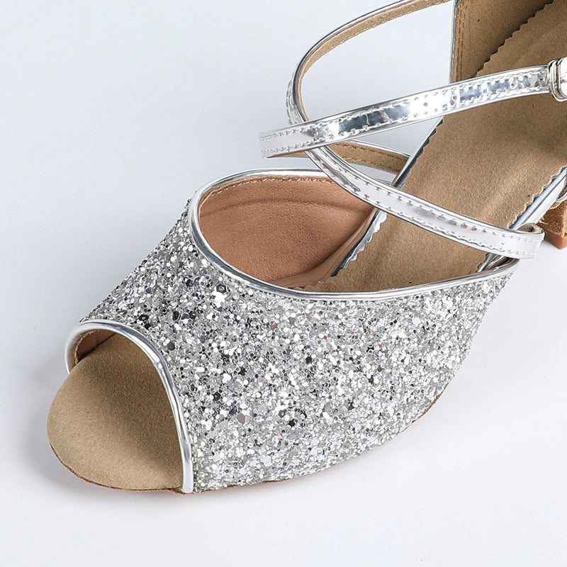 Women's Leatherette Sparkling Glitter Customized Heel  Latin Dance Shoes Ballroom Dance Shoes