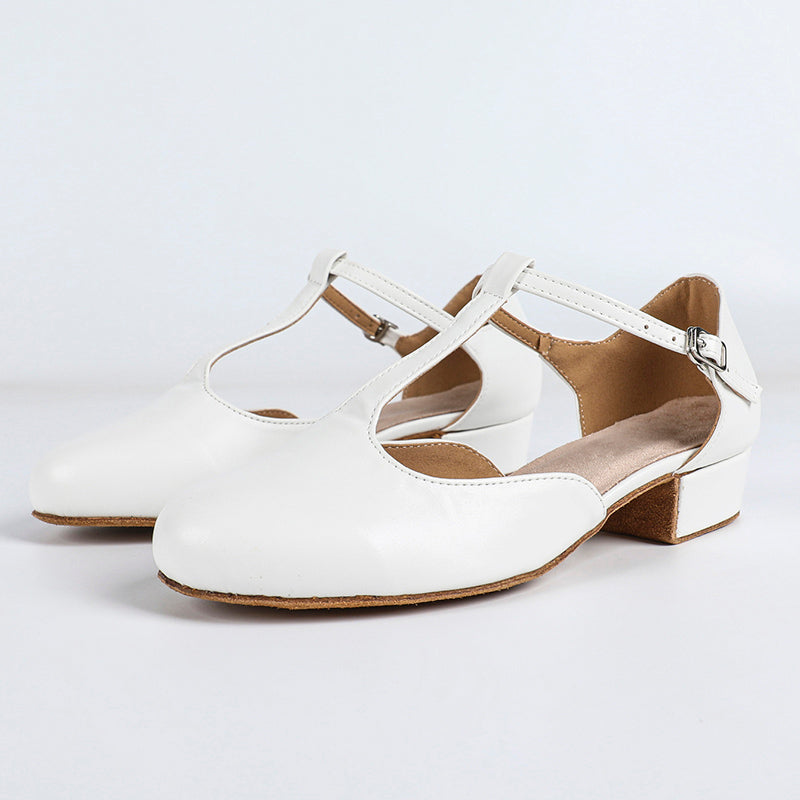 DS Women's T-strap PU Leather Retro Customized Heels Ballroom Dance Shoes Swing Dance Shoes