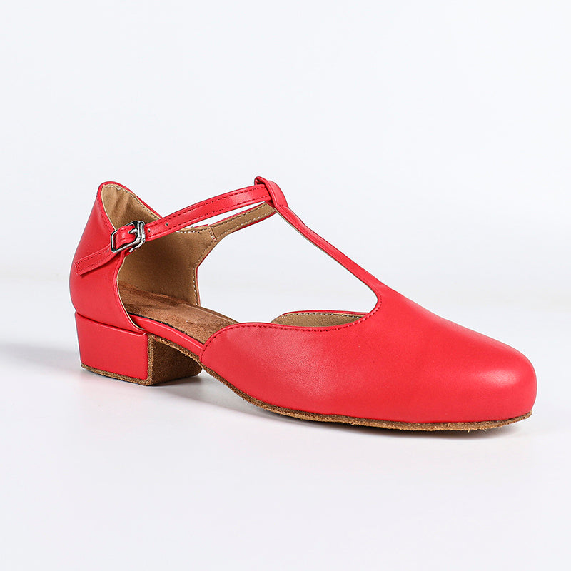 DS Women's T-strap PU Leather Retro Customized Heels Ballroom Dance Shoes Swing Dance Shoes