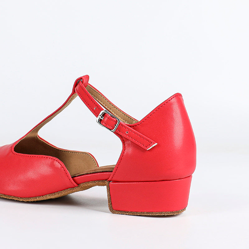 DS Women's T-strap PU Leather Retro Customized Heels Ballroom Dance Shoes Swing Dance Shoes