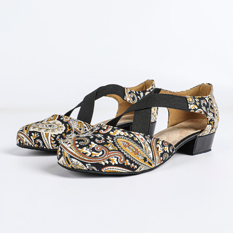 DS Women's Satin Retro Customized  Heels Ballroom Dance Shoes Swing Dance Shoes