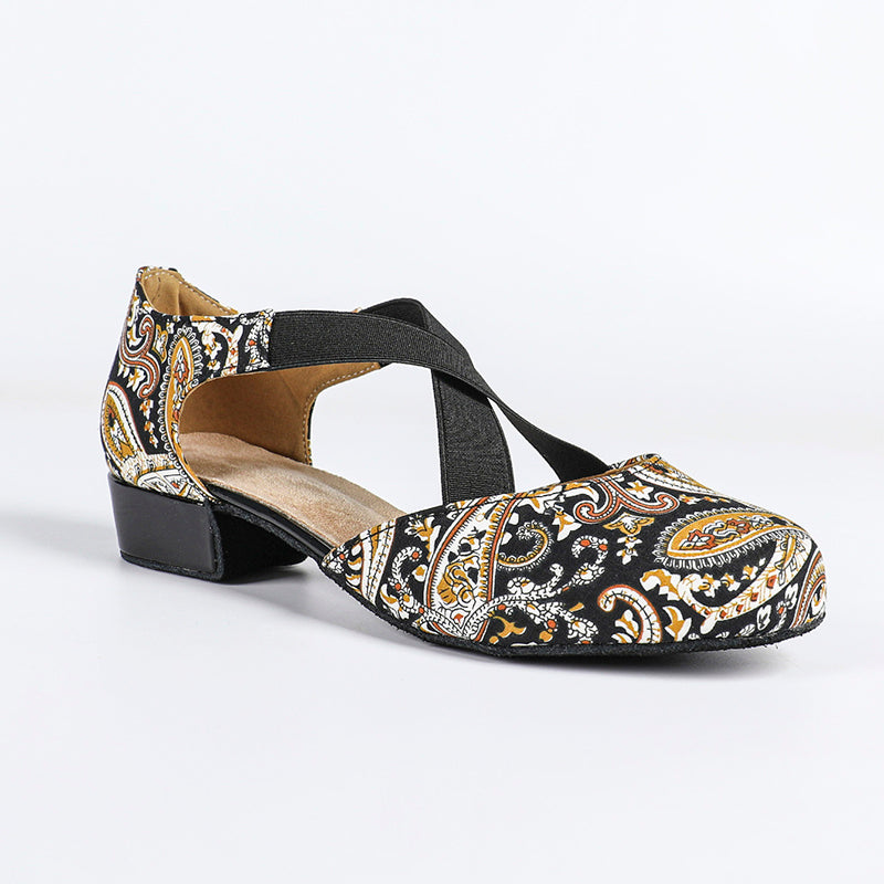DS Women's Satin Retro Customized  Heels Ballroom Dance Shoes Swing Dance Shoes