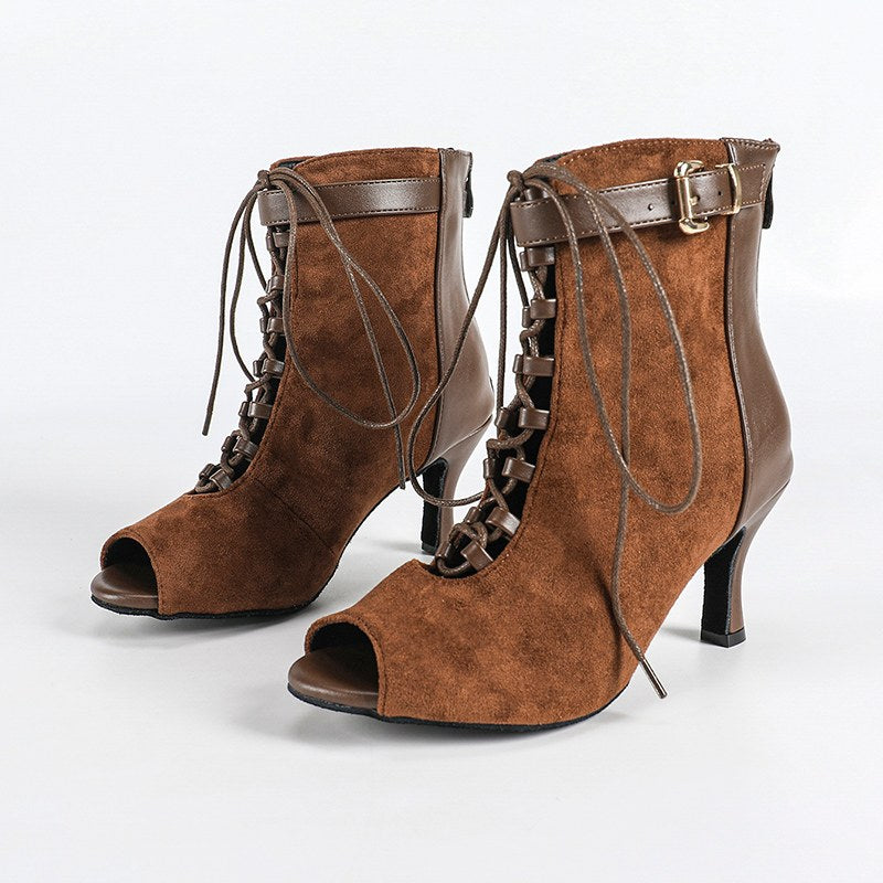 DS Women's Suede Customized Heel Dance Boots Heel Heels Dance Boots Jazz Salsa Dancing Shoes