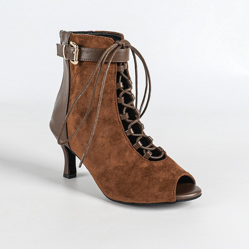 DS Women's Suede Customized Heel Dance Boots Heel Heels Dance Boots Jazz Salsa Dancing Shoes