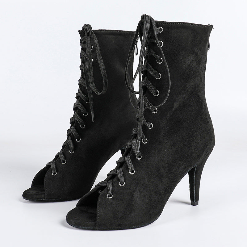 DS Women's Suede Customized Dance Heels Boots Salsa Jazz Dance Shoes
