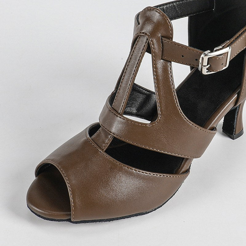 Women's Leatherette Customized Heel Buckle Salsa Dance Heels Dance Boots Dance Shoes