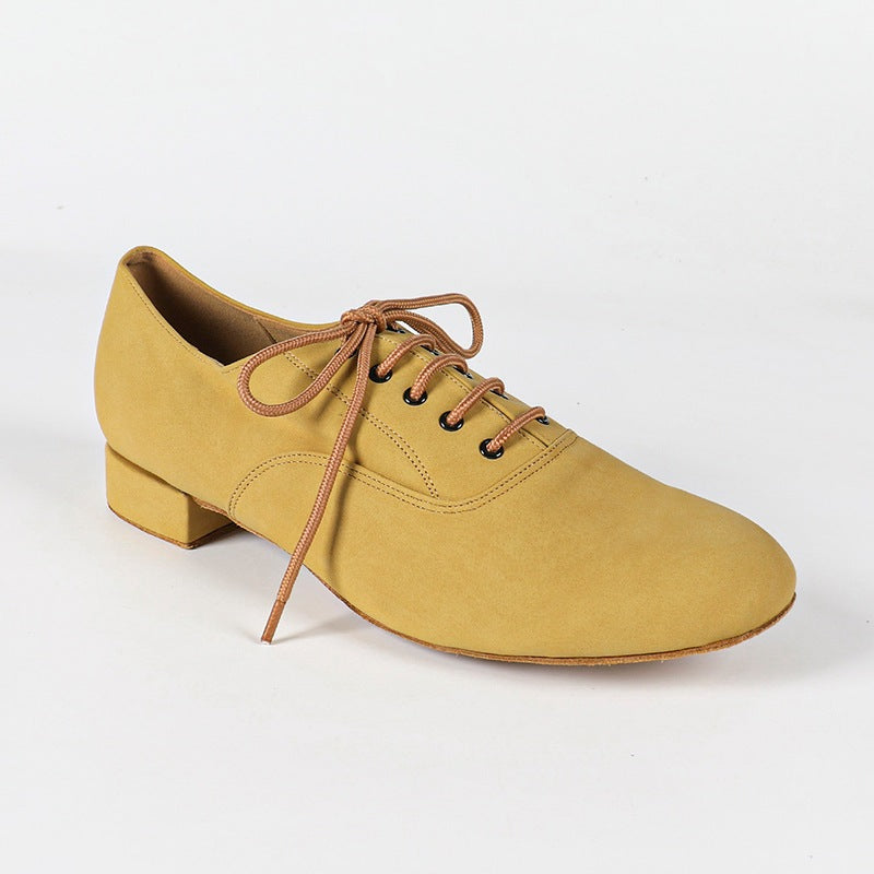 Men's 2cm Brown Leatherette Heels Ballroom Dance Shoes
