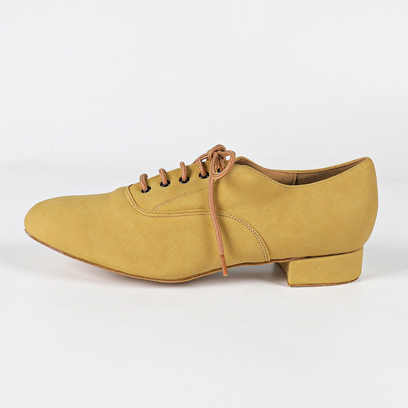 Men's 2cm Brown Leatherette Heels Ballroom Dance Shoes