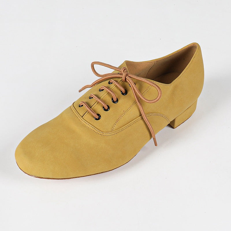 Men's 2cm Brown Leatherette Heels Ballroom Dance Shoes