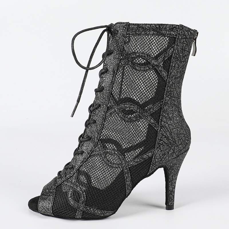 DS Women's Sparkling Glitter Customized Heel Dance Boots Jazz Salsa Dance Shoes