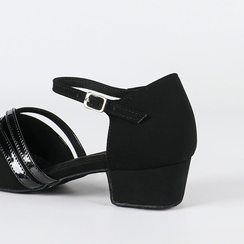 DS Women's Black Suede 3.5cm Heels Ballroom Swing Dance Shoes