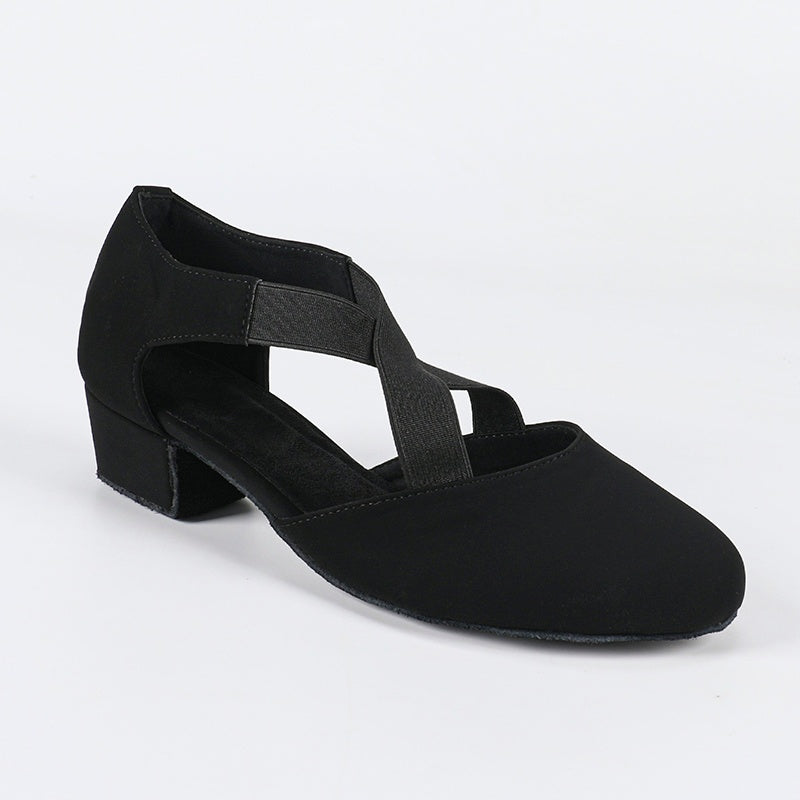 DS Women's Black Suede 3.5cm Heels Ballroom Dance Shoes Swing Dance Shoes