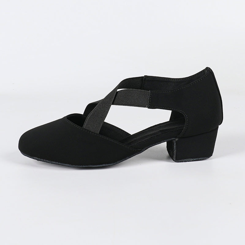 DS Women's Black Suede 3.5cm Heels Ballroom Dance Shoes Swing Dance Shoes