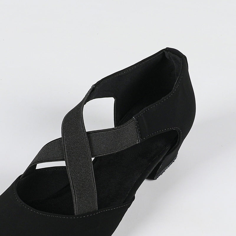 DS Women's Black Suede 3.5cm Heels Ballroom Dance Shoes Swing Dance Shoes