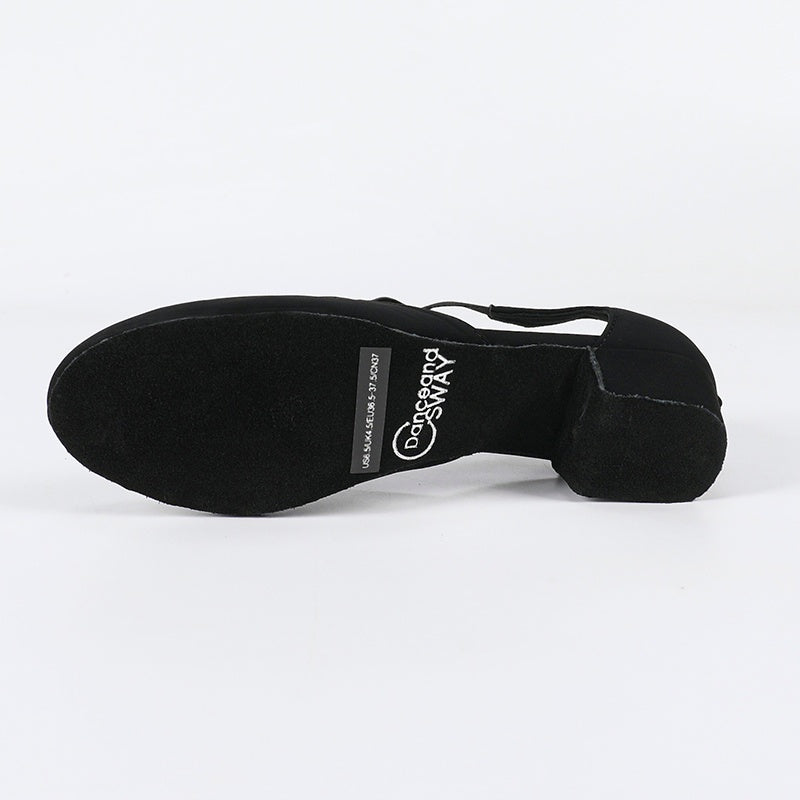 DS Women's Black Suede 3.5cm Heels Ballroom Dance Shoes Swing Dance Shoes