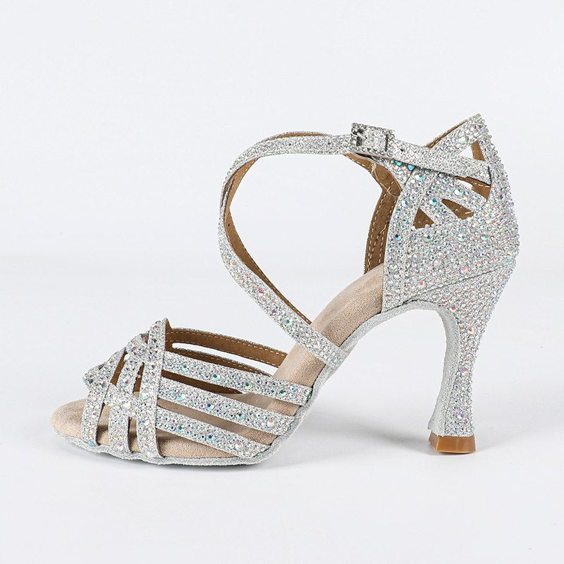 Women's Sparkling Glitter Customized Heel Latin Shoes//Salsa Shoes/Ballroom Dance Shoes