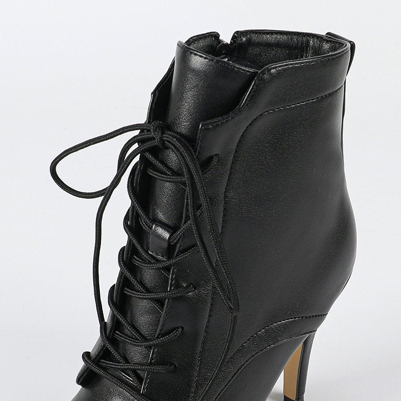Women's Rubber Sole Customized Heel Rubber Sole  Jazz Shoes Lace-up Dance Heels Boots