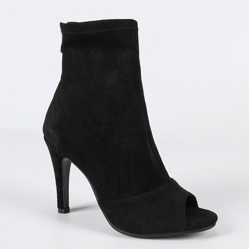 Women's 10cm Slim High Heel Jazz Dance Shoes Heels Open Toe Dance Boots