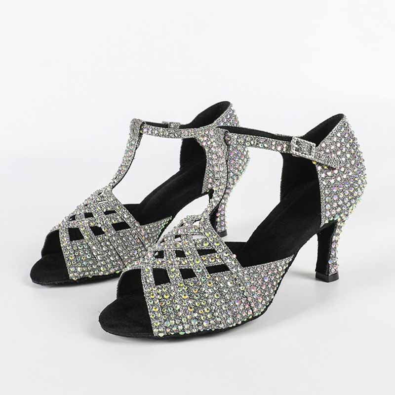 DS Women's Sparkling Glitter Customized Heel Salsa Latin Dance Shoes