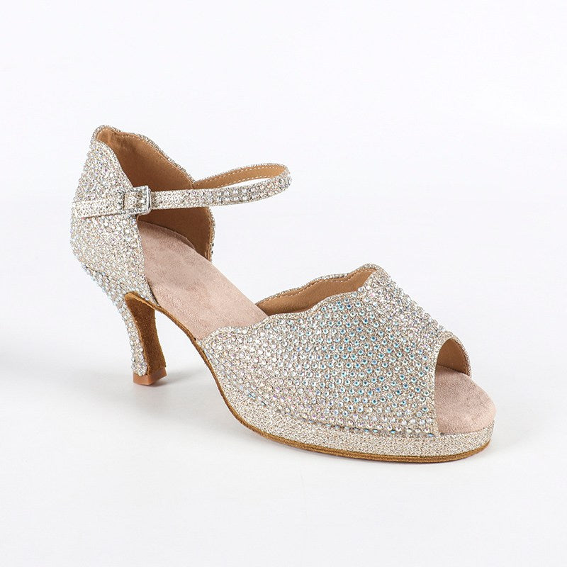DS Women's Sparkling Glitter Customized Heel Salsa Latin Dance Shoes