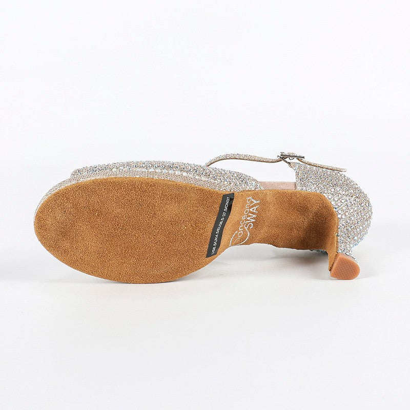 DS Women's Sparkling Glitter Customized Heel Salsa Latin Dance Shoes