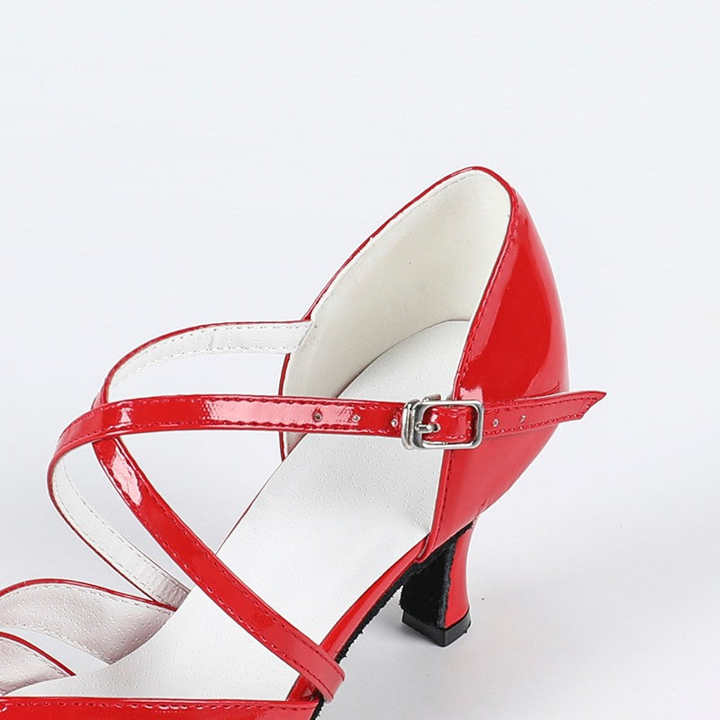 DS Women's Red PU Customized Heel Latin Dance Shoes Ballroom Dance Shoes