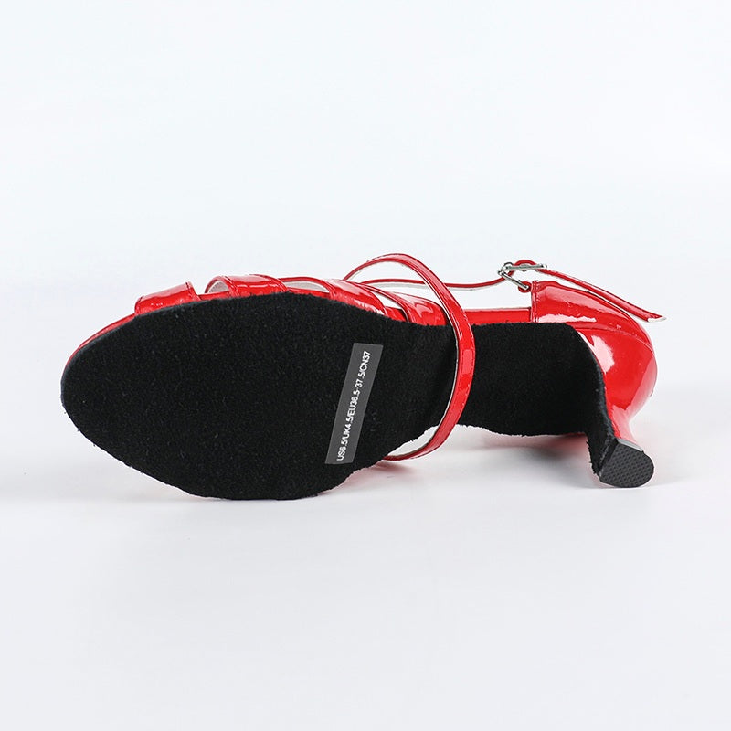 DS Women's Red PU Customized Heel Latin Dance Shoes Ballroom Dance Shoes