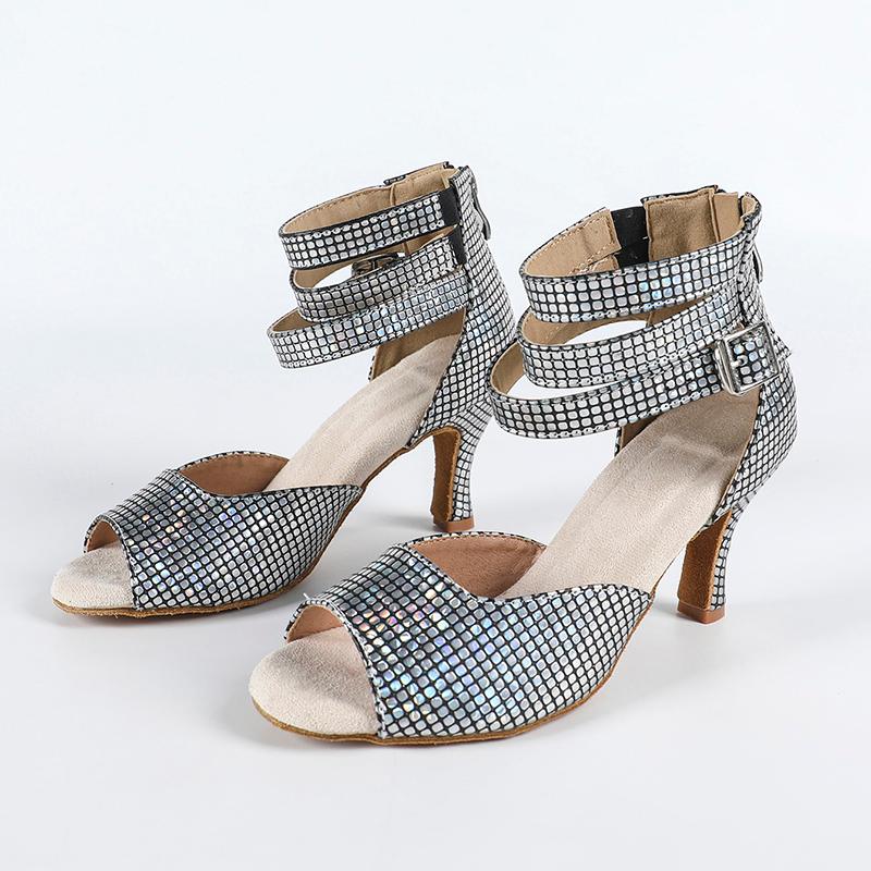 DS Women's Sequins Customized Heel Latin Shoes Ballroom Dance Shoes