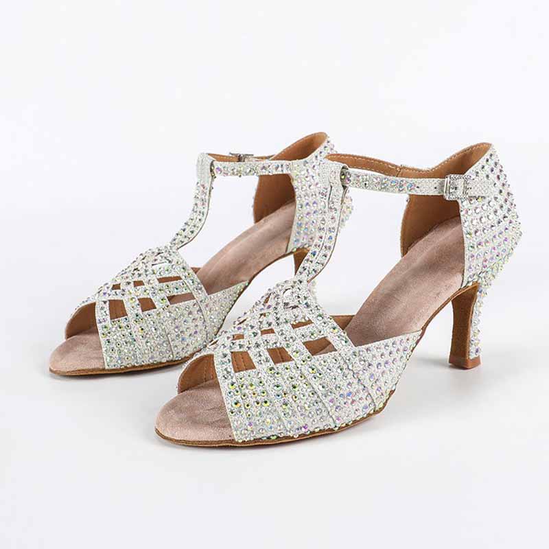 DS Women's Sparkling Glitter Customized Heel Salsa Latin Dance Shoes