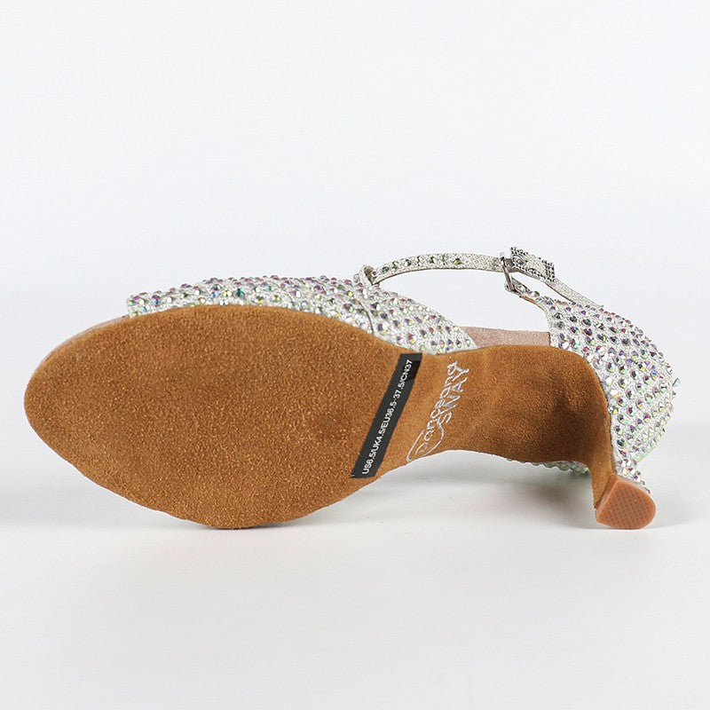 DS Women's Sparkling Glitter Customized Heel Salsa Latin Dance Shoes