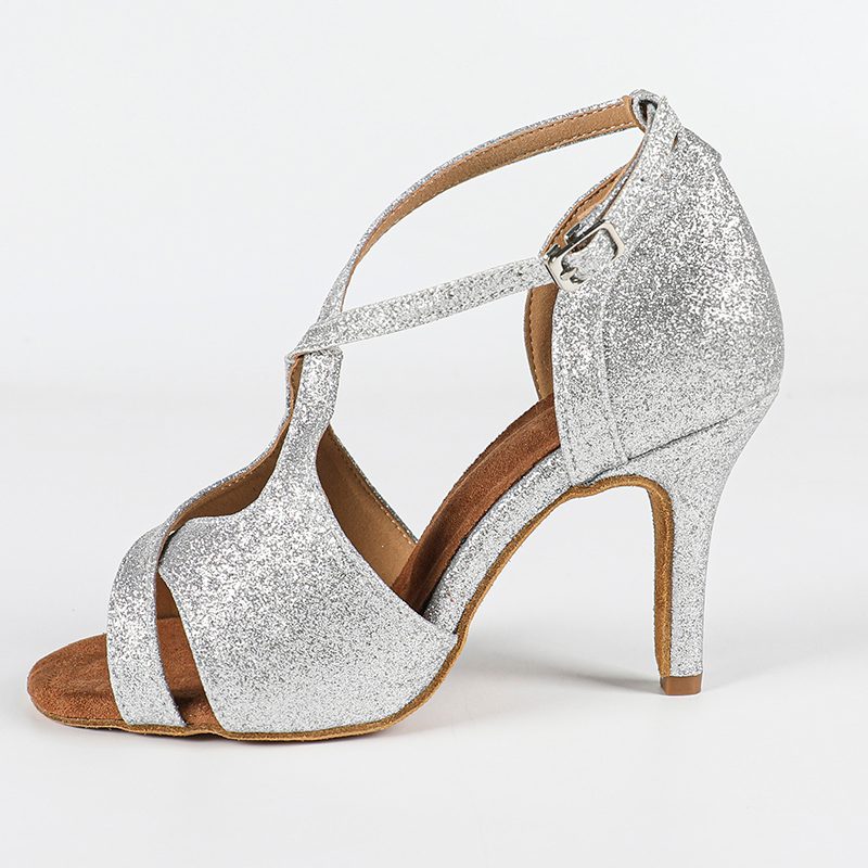 Women's Sparkling Glitter Customized Heel Latin Shoes Ballroom Dance Shoes