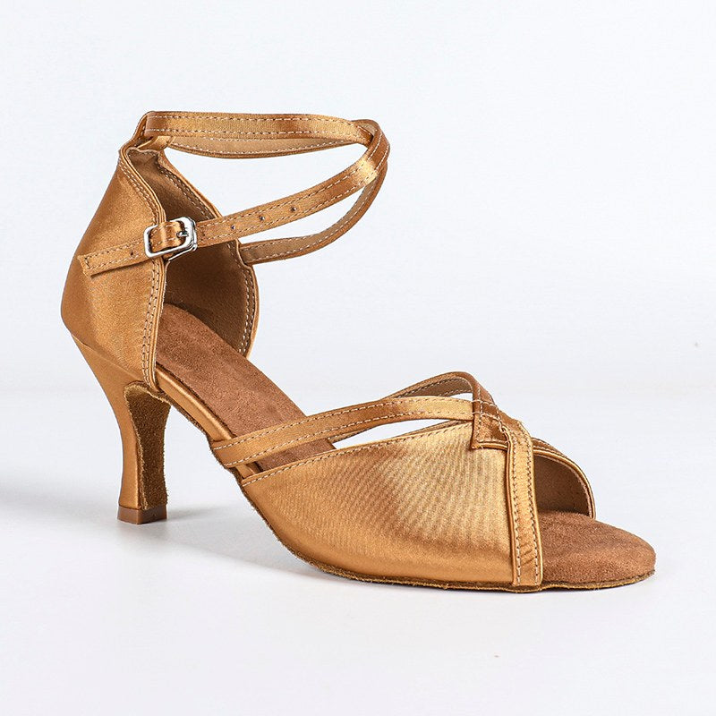 Women's Satin Velvet Customized Heel Ballroom Dance Shoes Latin Shoes