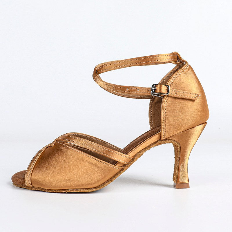 Women's Satin Velvet Customized Heel Ballroom Dance Shoes Latin Shoes