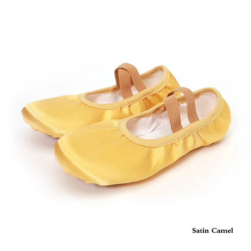 Satin Dance Shoes Women Soft Soles Children's Classical Ballet Dance Shoes Ballet Dancing Practice Performances Cat Claw Shoes
