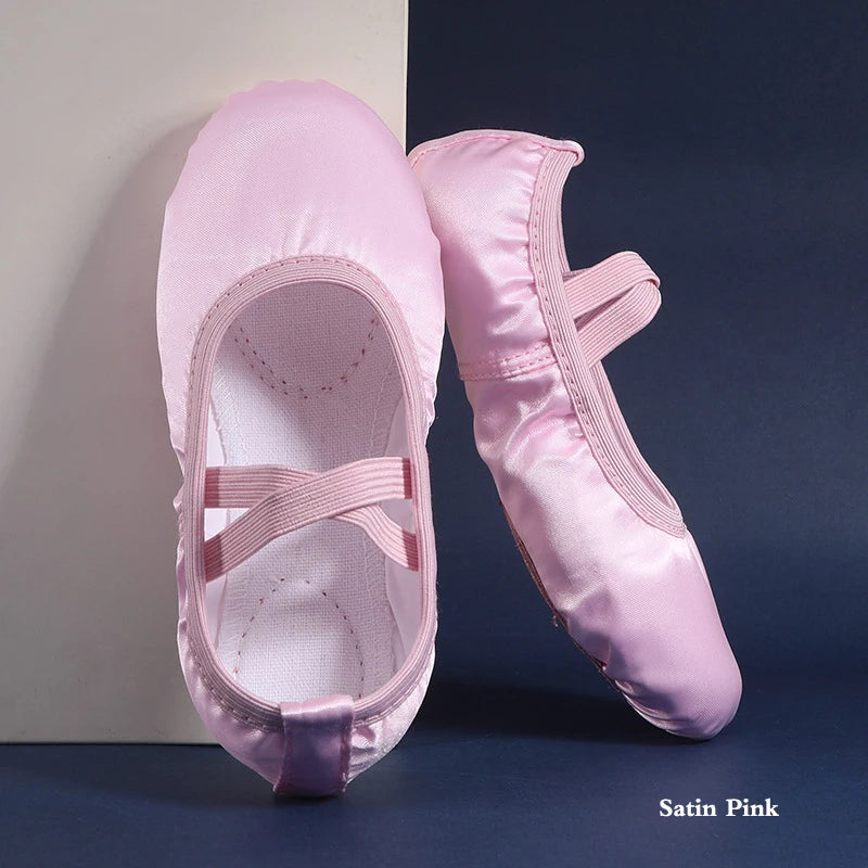 Satin Dance Shoes Women Soft Soles Children's Classical Ballet Dance Shoes Ballet Dancing Practice Performances Cat Claw Shoes