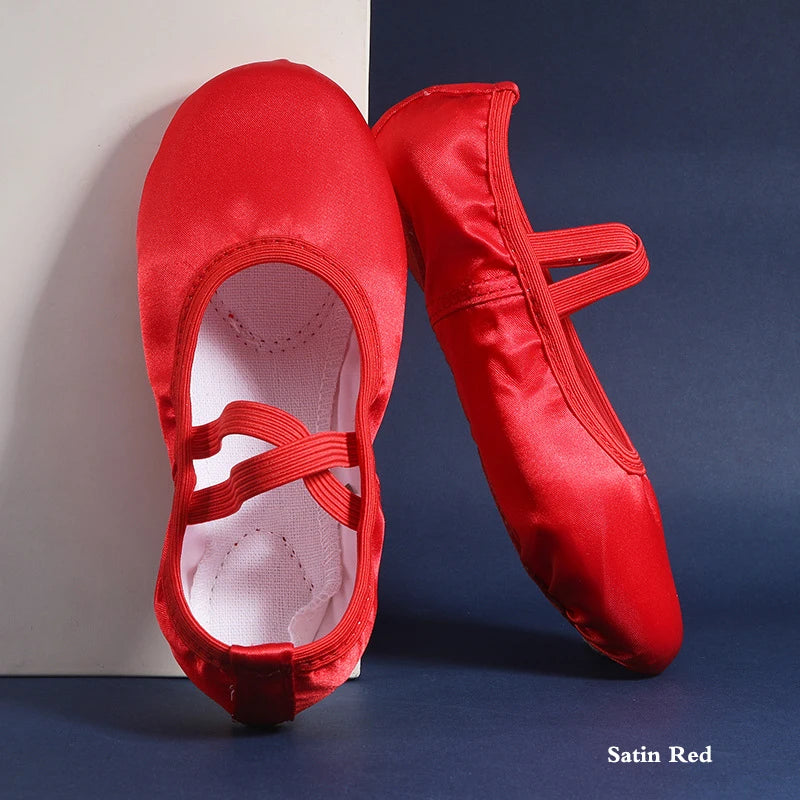 Satin Dance Shoes Women Soft Soles Children's Classical Ballet Dance Shoes Ballet Dancing Practice Performances Cat Claw Shoes