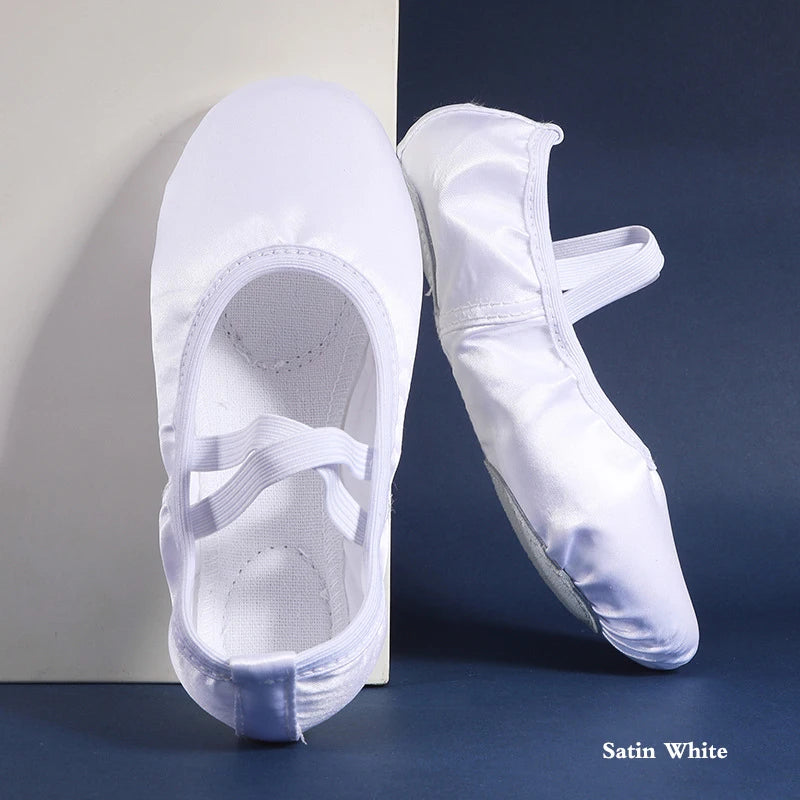 Satin Dance Shoes Women Soft Soles Children's Classical Ballet Dance Shoes Ballet Dancing Practice Performances Cat Claw Shoes